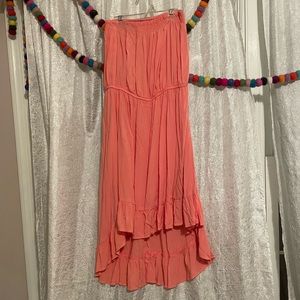 High-low pink strapless dress